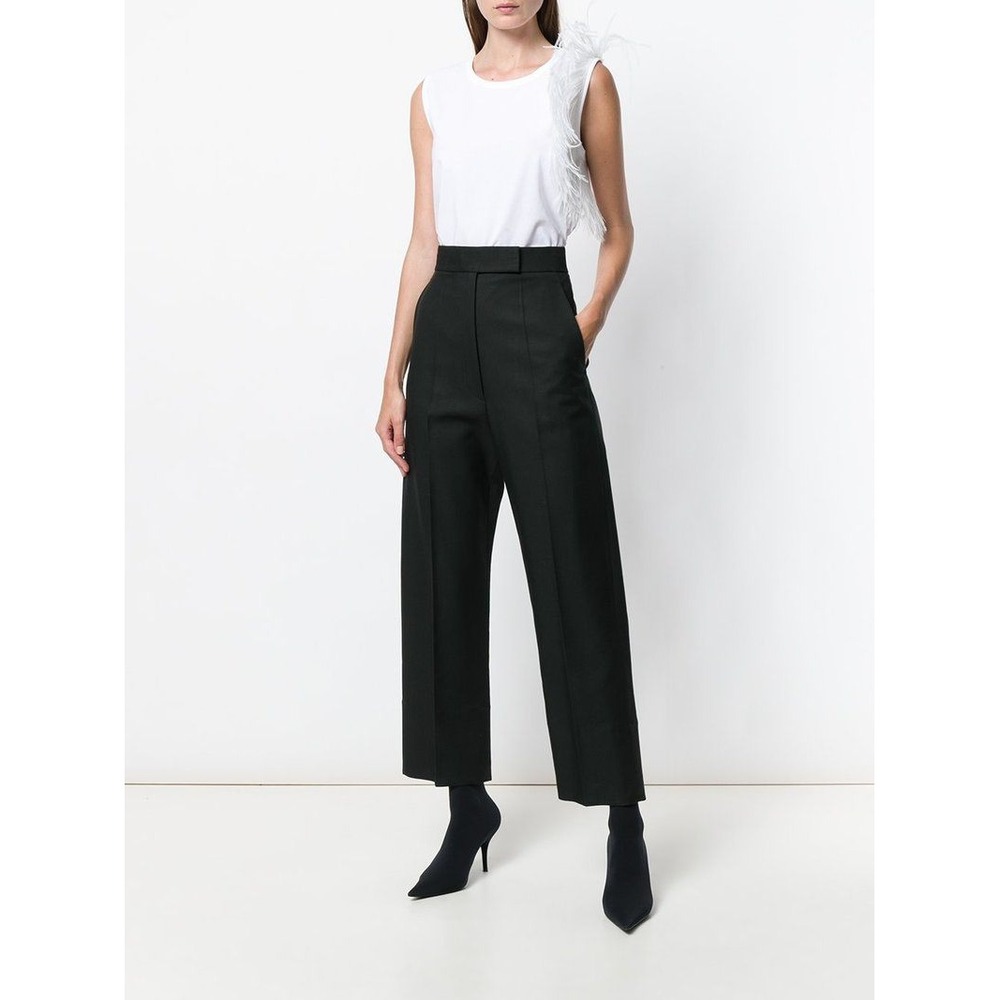 NWT $450 Helmut Lang Black High Waist Cropped Trouser Pants Sz 2‎ Fits 27x28